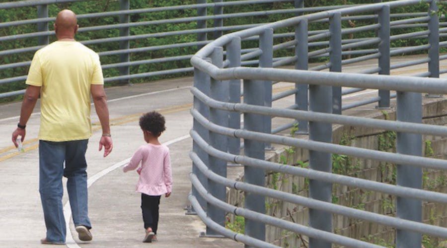 Dad and child in park 