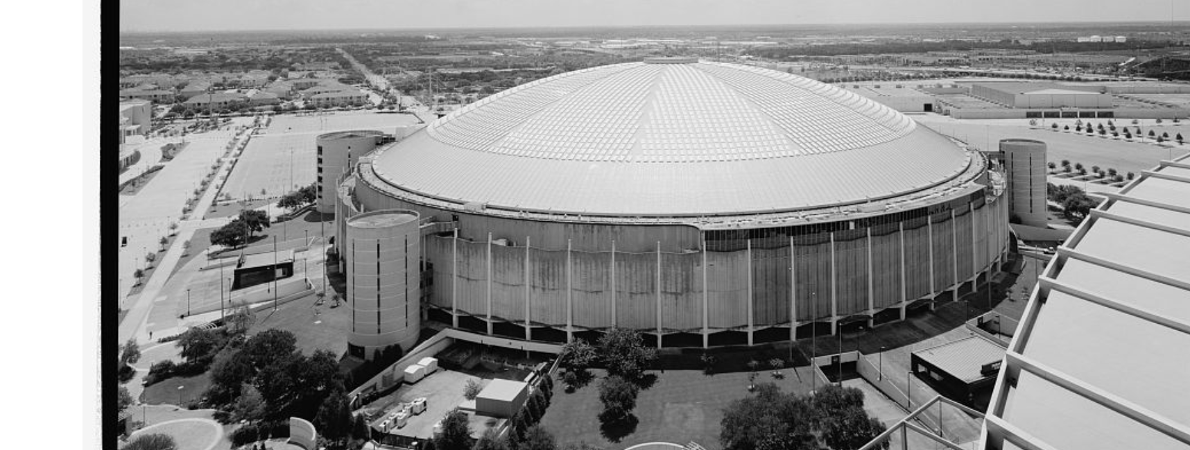Astrodome looking east from rooftop of adjacent Reliant Stadium