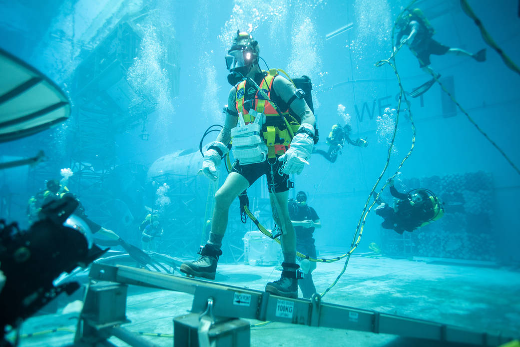 NASA astronaut training at the Neutral Buoyancy Lab at Johnson Space Center
