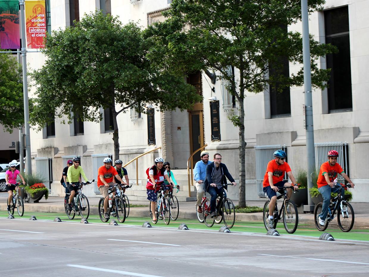 People riding bikes in Houston