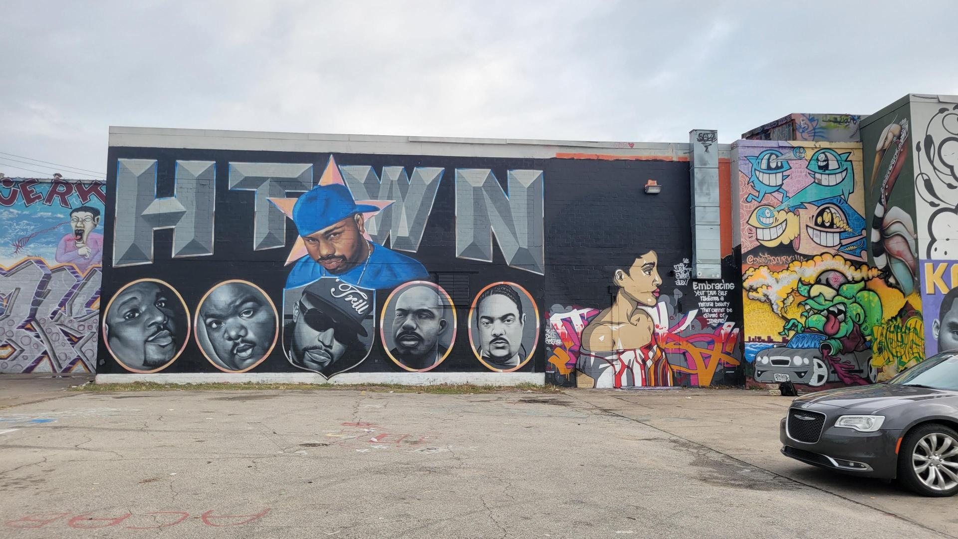 Mural of Houston rappers at graffiti park