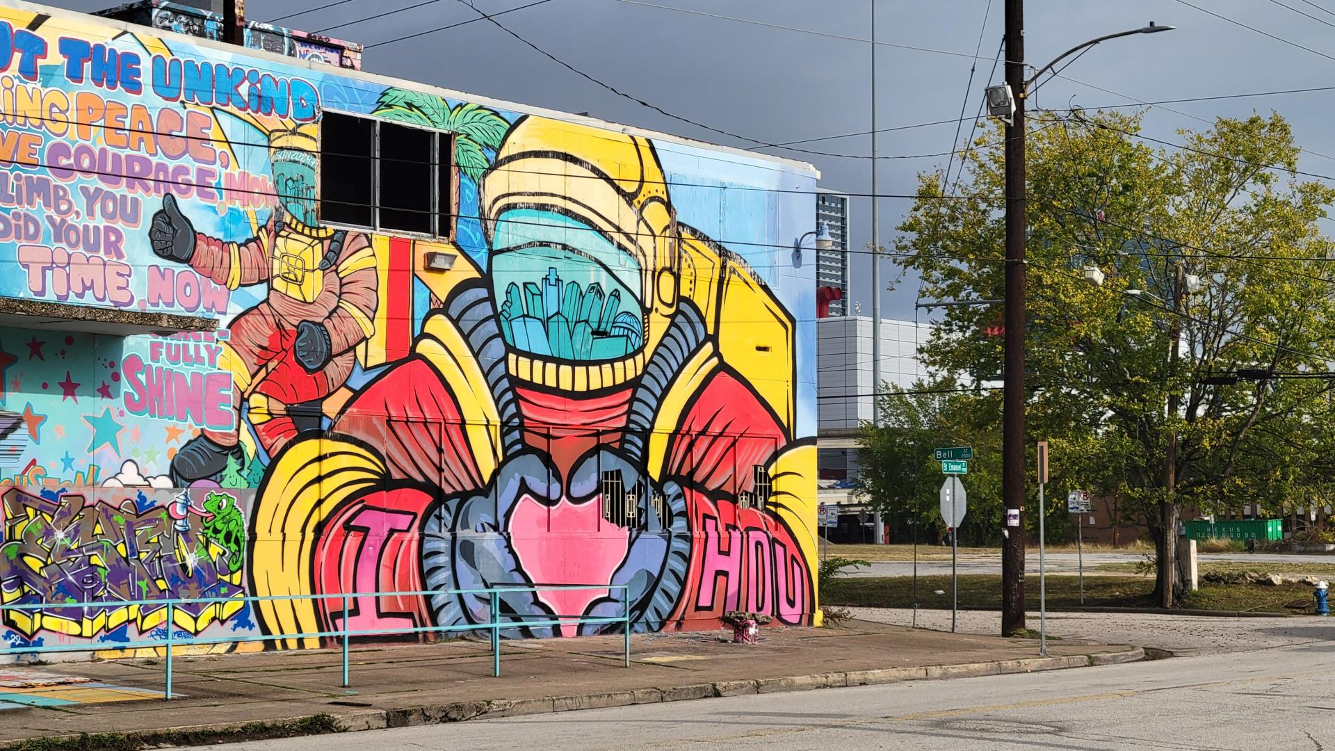 I love Hou mural at Houston's graffiti park